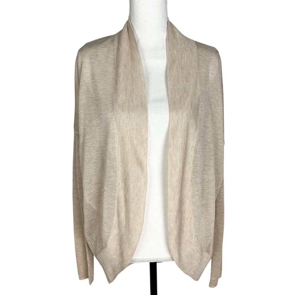 All Saints‎ Size M Open Cardigan Sweater Beige Loose Knit Back Long Sleeve